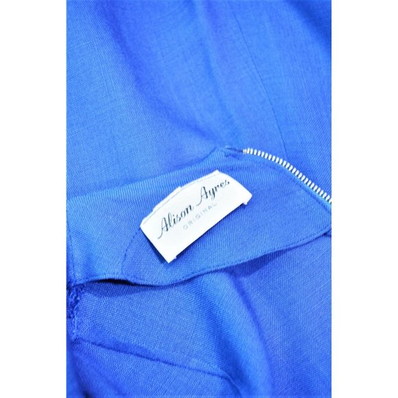 Vintage 1960s Solid Day Dress Cobalt Blue Alison Ayres | W 24" - Picture 7 of 10